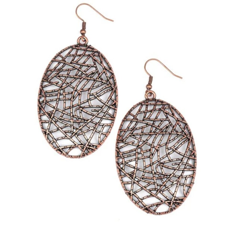 Paparazzi Way Out Of Line Copper Earrings